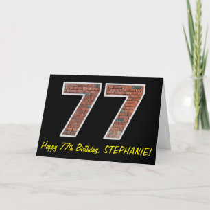 77th Birthday - Brick Wall Pattern "77" w/ Name Card