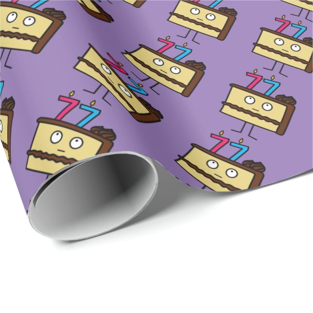 77th Birthday Cake with Candles Wrapping Paper (Roll Corner)