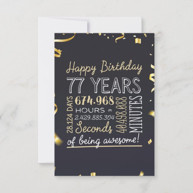 77th Birthday Card - 77 Years of being Awesome (Front)