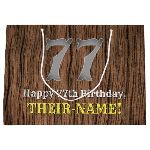 77th Birthday: Country Western Inspired Look, Name Large Gift Bag