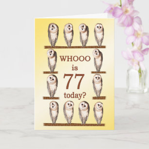 77th Birthday, Curious Owls Card