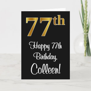 77th Birthday ~ Elegant Luxurious Faux Gold Look # Card