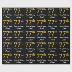 77th Birthday: Elegant Luxurious Faux Gold Look # Wrapping Paper