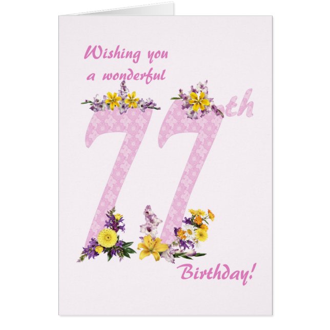 77th Birthday Flower Decorated Numbers (Front)