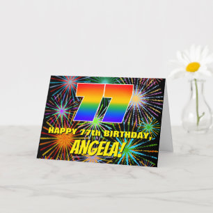 77th Birthday: Fun, Colourful Celebratory Firework Card