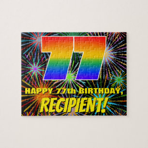 77th Birthday: Fun, Colourful Celebratory Firework Jigsaw Puzzle