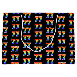 77th Birthday: Fun Rainbow Event Number 77 Pattern Large Gift Bag