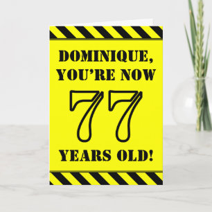 77th Birthday: Fun Stencil Style Text, Custom Name Card