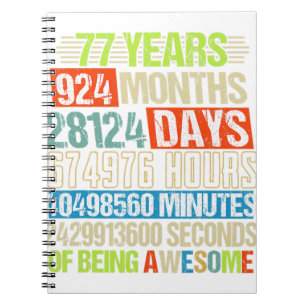 77th Birthday Gifts Funny Countdown 77 Yrs Old Bei Notebook