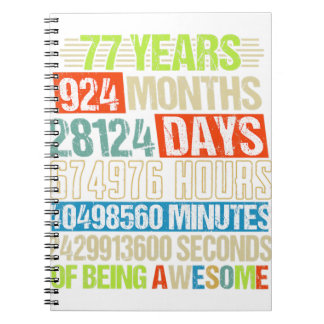 77th Birthday Gifts Funny Countdown 77 Yrs Old Bei Notebook