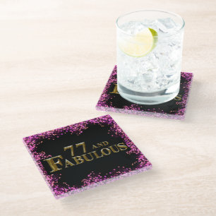 77th Birthday  Glass Coaster