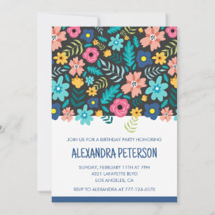 77th birthday invitations Floral Pattern