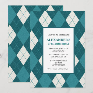 77th birthday invitations Men Vintage Blue