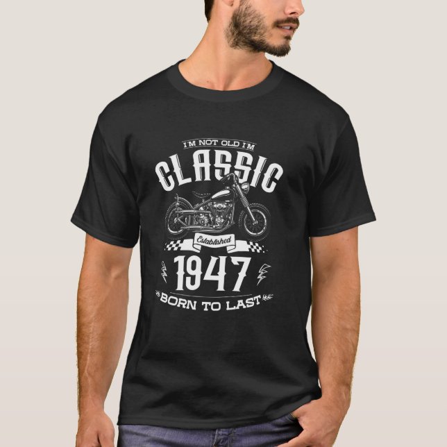 77th birthday man motorcycle motorcyclist biker 19 T-Shirt (Front)