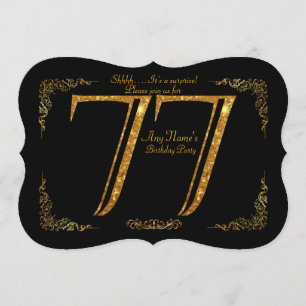 77th,Birthday party 77th,great Gatsby,black & gold Invitation