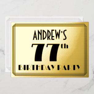 77th Birthday Party — Art Deco Look “77” + Name