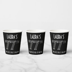 77th Birthday Party: Art Deco Style + Custom Name Paper Cups