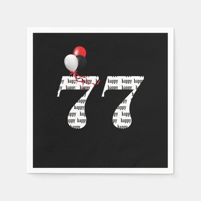 77th Birthday party balloons Napkin (Front)