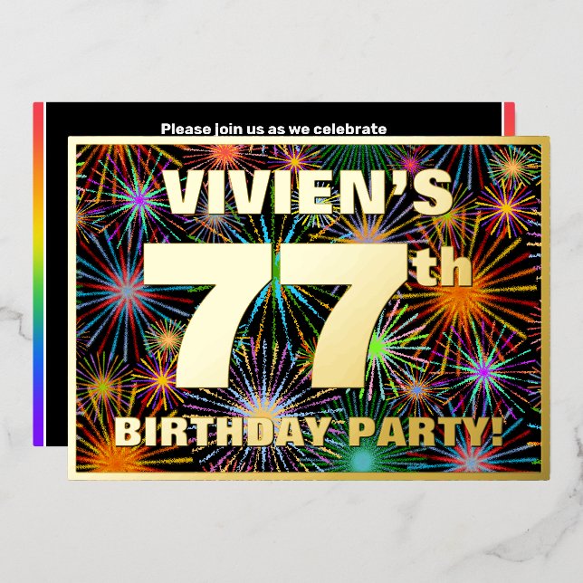 77th Birthday Party — Fun, Colourful Fireworks Loo (Front/Back)