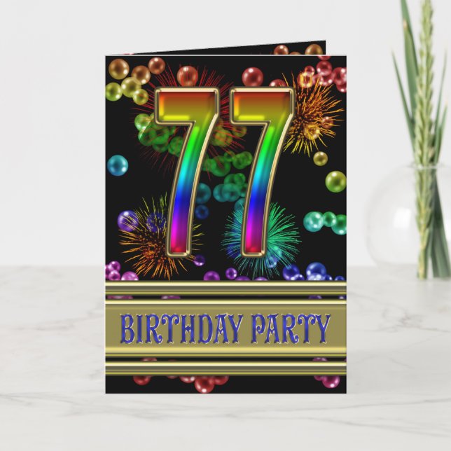 77th Birthday party Invitation (Front)