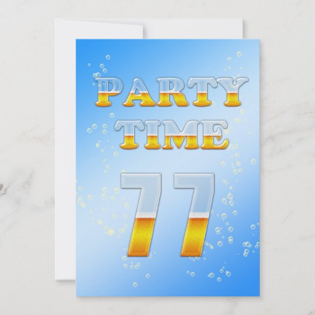 77th birthday party invitation with beer (Front)