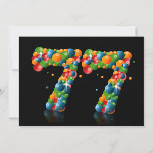 77th Birthday party, with bubbles and balls Invitation