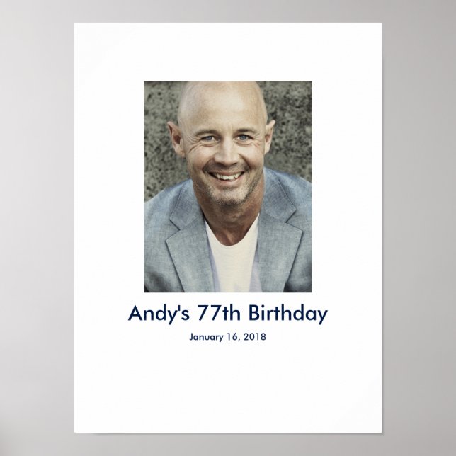 77th Birthday photo custom Sign In Party Board 77 (Front)