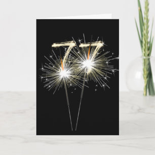 77th Birthday Sparklers on Black  Card