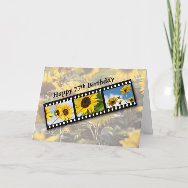 77th Birthday Sunflower Filmstrip Card (Front)