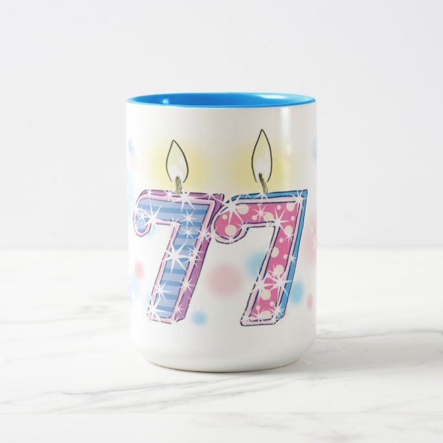 77th Birthday Two-Tone Coffee Mug (Center)