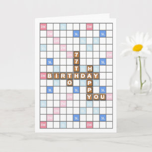 77th Birthday, Word Game Board Card