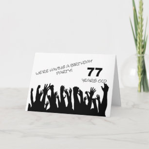 77th party invitation with a cheering crowd