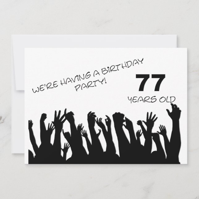 77th party invitation with cheering crowds (Front)