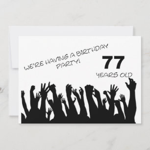 77th party invitation with cheering crowds