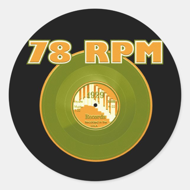 78 RPM Record 1929 Classic Round Sticker (Front)