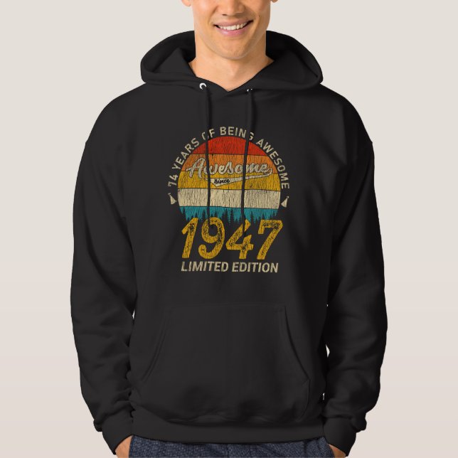 78 Year Old 1947 Retro Awesome 78th Birthday Gift Hoodie (Front)