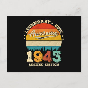 78 Year Old Awesome Since 1944 78th Birthday Gift Postcard