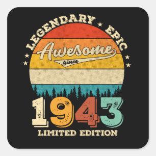 78 Year Old Awesome Since 1944 78th Birthday Gift Square Sticker