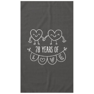 78th Anniversary Gift Chalk Hearts Tablecloth
