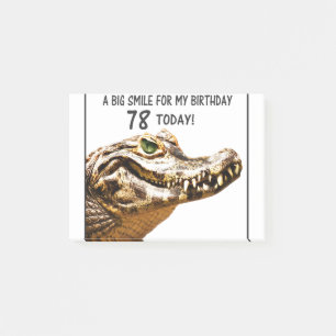 78th Birthday Alligator Smile Post-it Notes