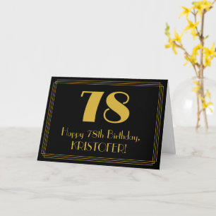 78th Birthday: Art Deco Inspired Look "78" + Name Card
