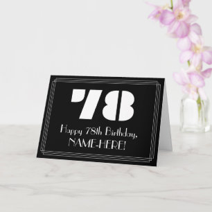 78th Birthday: Art Deco Inspired Look "78" & Name Card