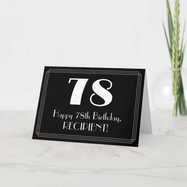 78th Birthday ~ Art Deco Inspired Look "78", Name Card (Front)