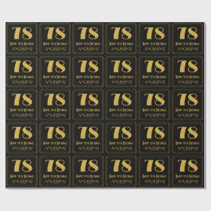 78th Birthday ~ Art Deco Inspired Look "78", Name Wrapping Paper