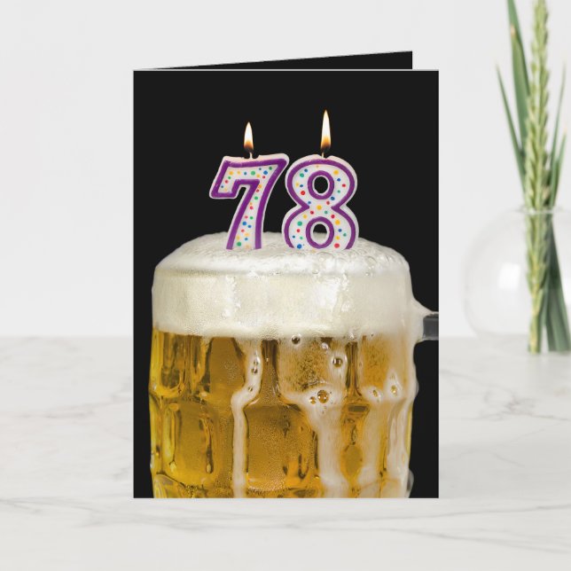 78th Birthday Beer on black Card (Front)