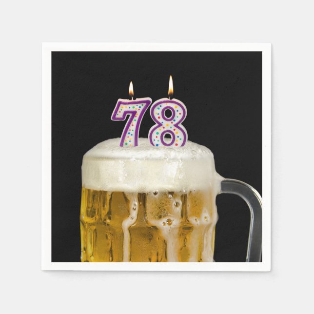 78th Birthday Beer on black Napkin (Front)