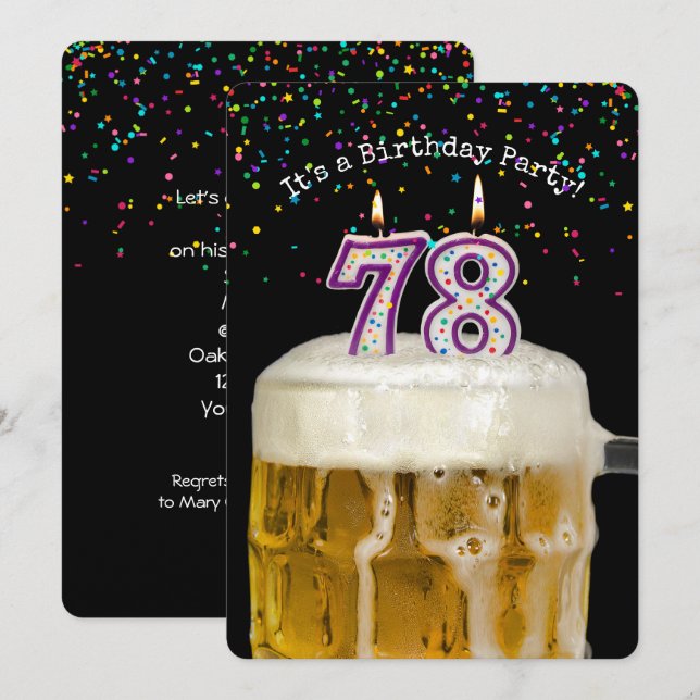 78th Birthday Beer Party Invitation (Front/Back)