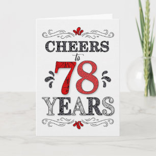 78th Birthday Cheers in Red White Black Pattern Card