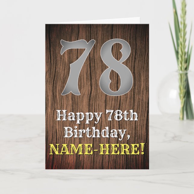 78th Birthday: Country Western Inspired Look, Name Card (Front)