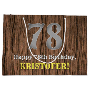 78th Birthday: Country Western Inspired Look, Name Large Gift Bag